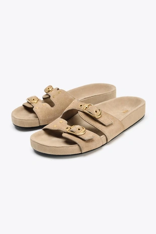 Замшевые сандалии с пряжками- Заказать в России