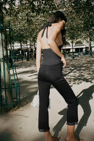 Укороченные брюки клеш с воланами- Заказать в России