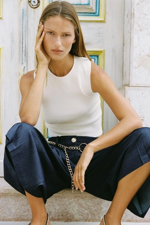 Длинные бермуды с ремнем и цепочкой- Заказать в России