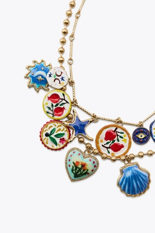 Набор из 2 ожерелий «пальма, цветы, смола»- Заказать в России