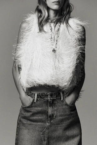 Укороченный топ с бахромой- Заказать в России