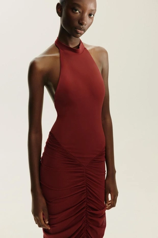 Комбинированное платье-халтер из тюля- Заказать в России