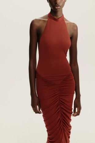 Комбинированное платье-халтер из тюля- Заказать в России