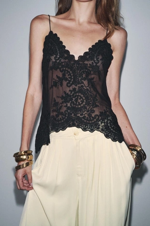 Топ в бельевом стиле с кружевом — ZW COLLECTION- Заказать в России