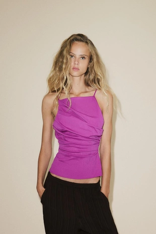 Топ со складками и открытой спиной- Заказать в России