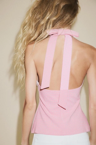 Топ с горловиной халтер и бантом на спине- Заказать в России