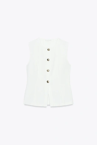 Топ-жилет из саржи с пуговицами- Заказать в России