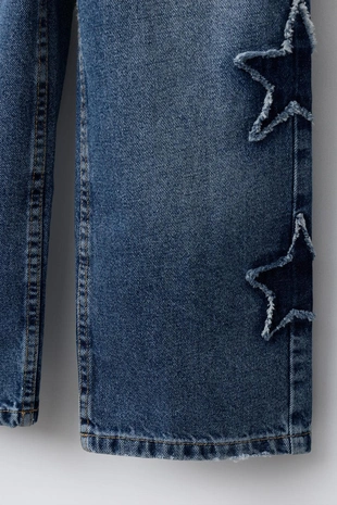 Джинсы WIDE LEG с лоскутными звездами- Заказать в России