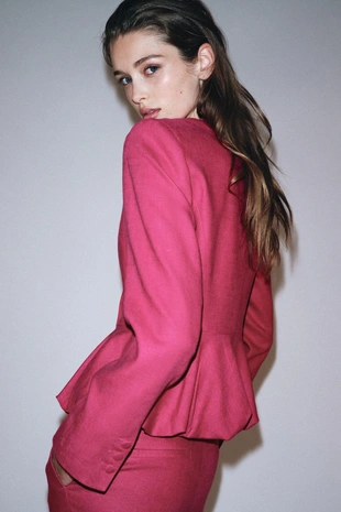 Блейзер-пеплум из льна- Заказать в России