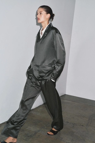 Блейзер из атласной ткани с льном — ZW COLLECTION- Заказать в России