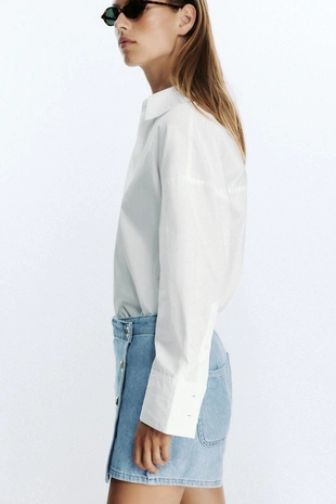 Джинсовая юбка-брюки Z1975 с застежкой на пуговицы- Заказать в России