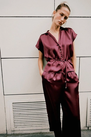 Купить Zara Атласная рубашка с поясом