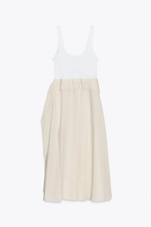 Комбинированное платье со складками- Заказать в России