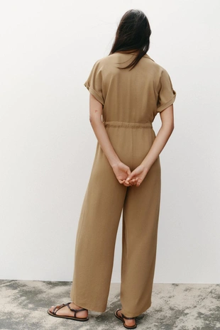 Комбинезон из струящейся ткани с карманами- Заказать в России