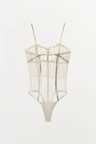 Боди с гипюровой отделкой- Заказать в России
