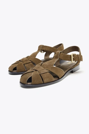 Замшевые босоножки-крабики- Заказать в России