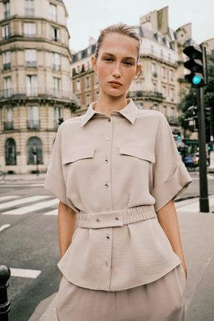 Купить Zara Рубашка сафари с поясом