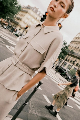 Рубашка сафари с поясом- Заказать в России