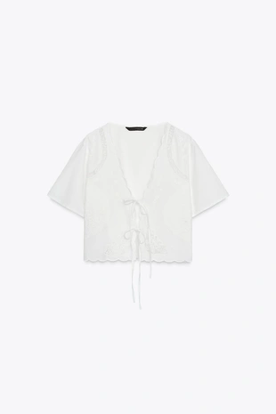 Рубашка с вышивкой и завязками- Заказать в России