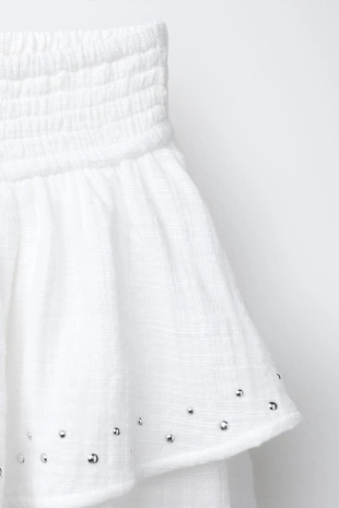 Юбка-шорты с воланами и заклепками- Заказать в России