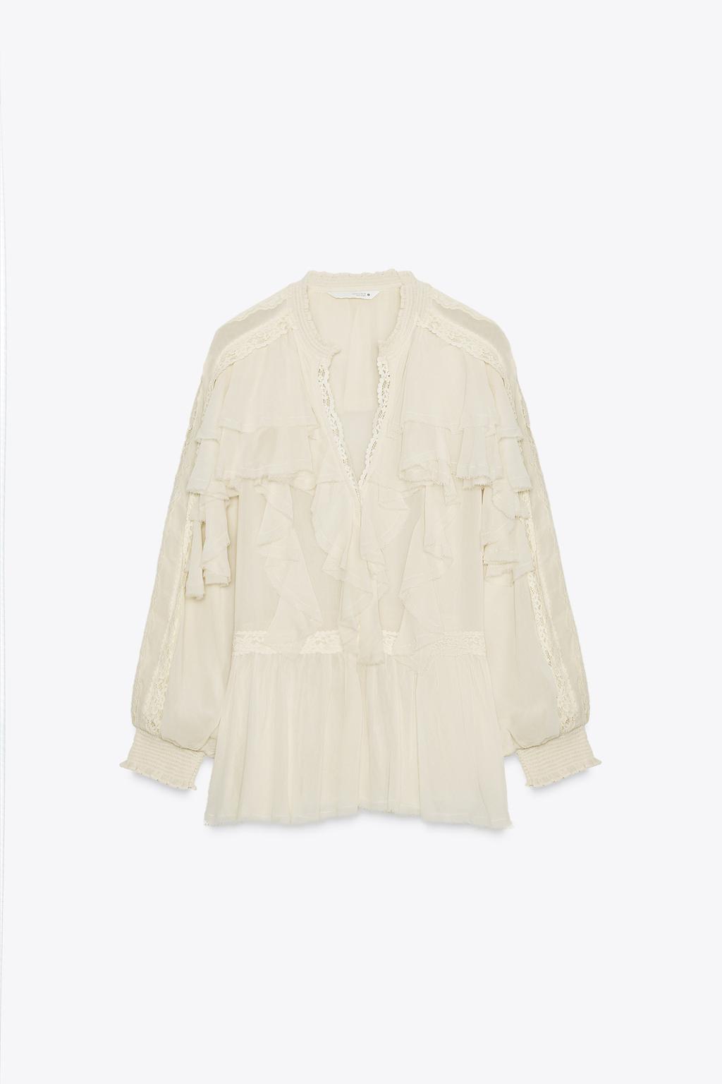 БЛУЗА С ВОЛАНАМИ И КРУЖЕВОМ ZW COLLECTION