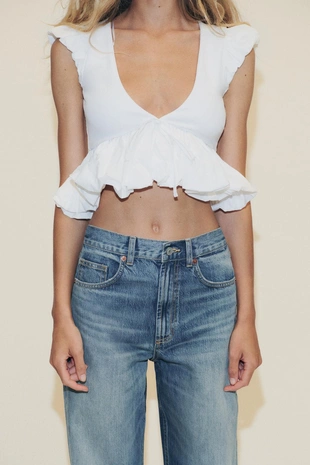 Комбинированная футболка с бантом- Заказать в России