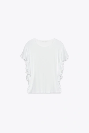 Футболка с рукавами-воланами- Заказать в России