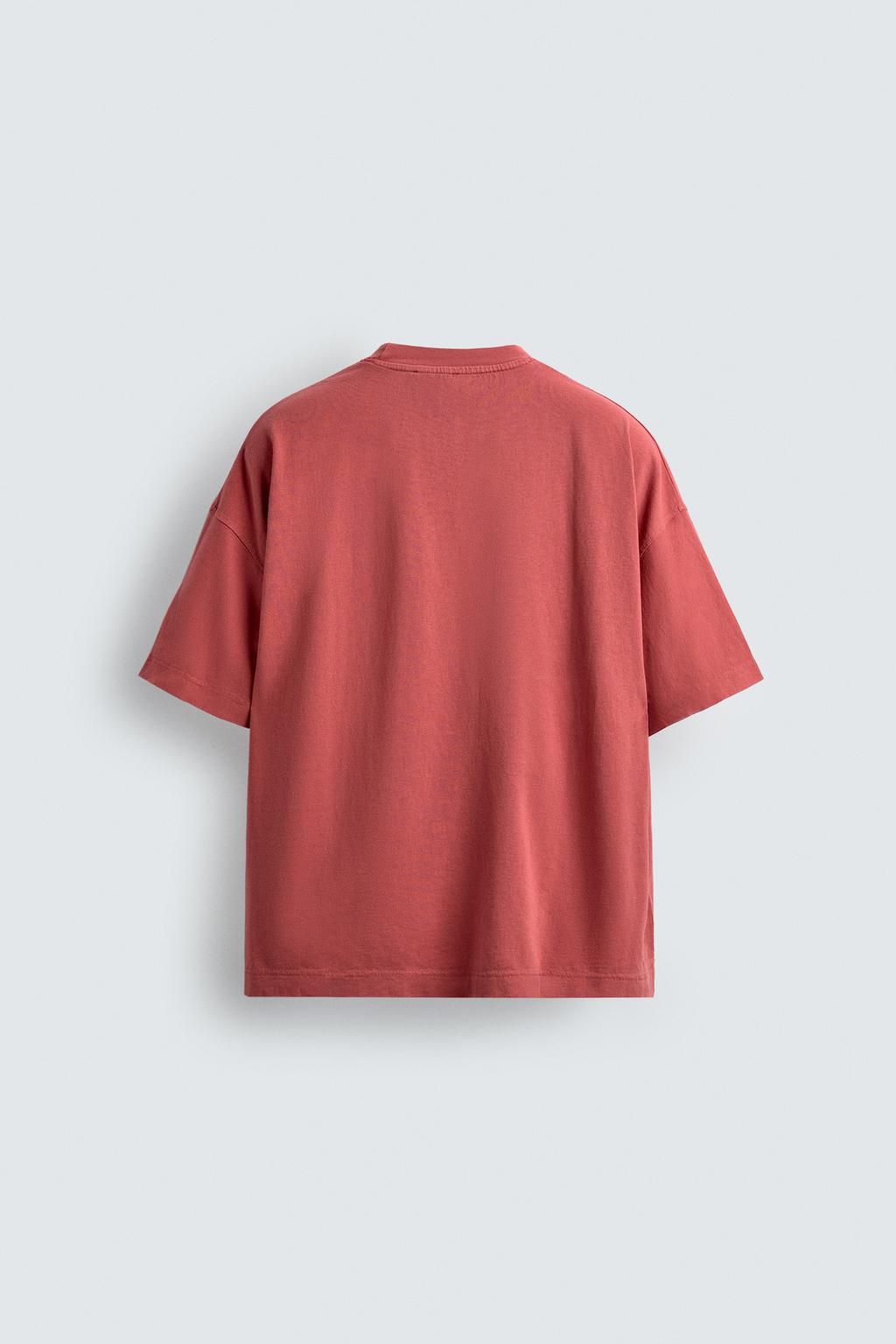 ФУТБОЛКА BOXY FIT С ЭФФЕКТОМ ПОТЕРТОСТИ ИЗ ЛЕГКОЙ ТКАНИ