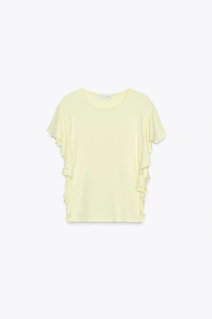 Футболка с рукавами-воланами- Заказать в России