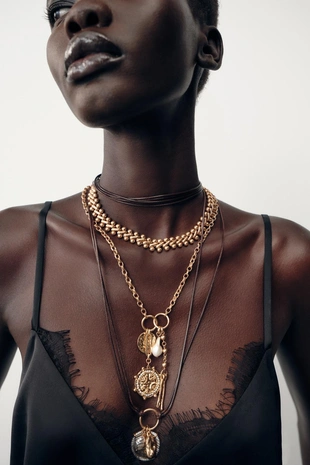 Набор из 3 ожерелий: цепочка, шнур, шармы- Заказать в России