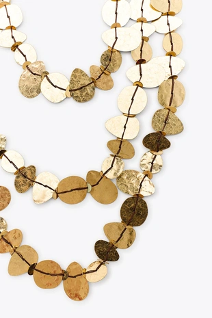 Каскадное ожерелье с металлическими пластинами- Заказать в России