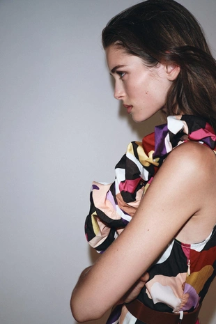 Платье миди из поплина с принтом- Заказать в России