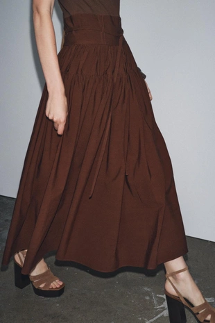 Комбинированное платье со сборками- Заказать в России