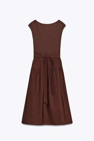 Комбинированное платье со сборками- Заказать в России