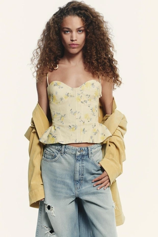 Топ из поплина с цветочным принтом- Заказать в России