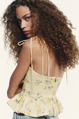 Топ из поплина с цветочным принтом- Заказать в России