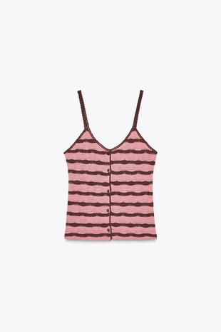 Укороченный полосатый топ на бретелях- Заказать в России