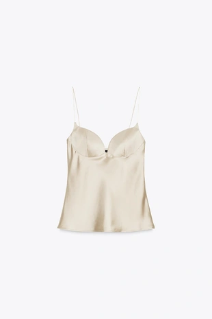 Атласный топ с вырезом «сердечко»- Заказать в России