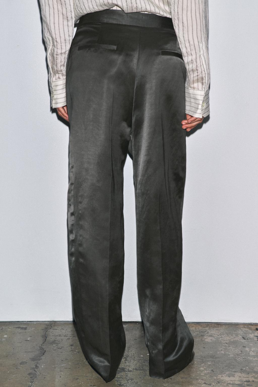 АТЛАСНЫЕ БРЮКИ С ЛЬНОМ — ZW COLLECTION