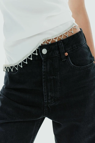 Топ без бретелей с отделкой драгоценностями