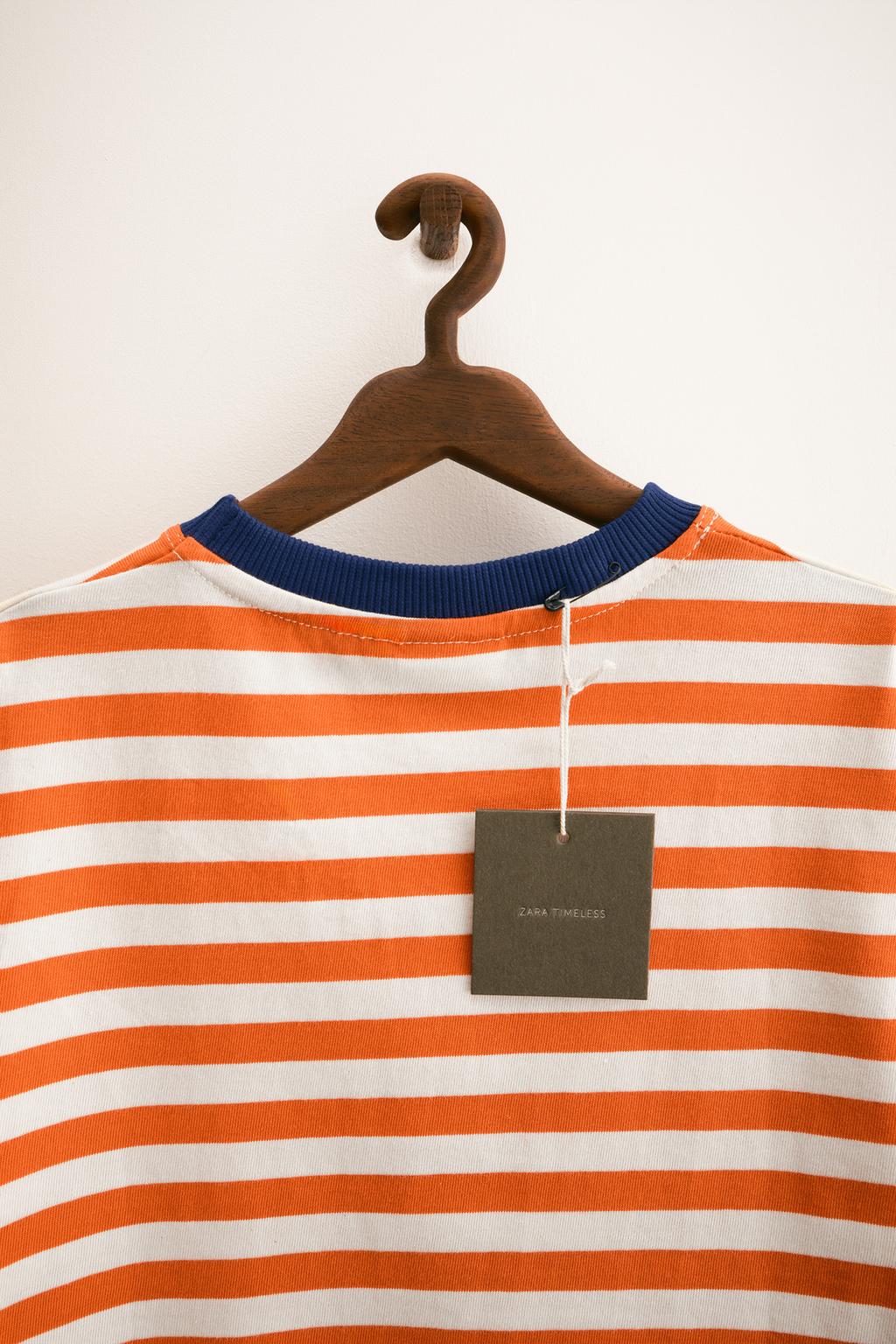ZARA TIMELESS - ФУТБОЛКА В ПОЛОСКУ С ЯРКОЙ ОТДЕЛКОЙ