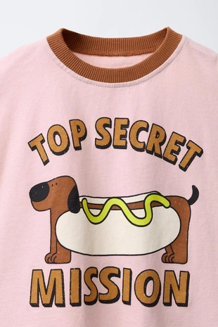 Футболка с принтом и контрастной отделкой- Заказать в России