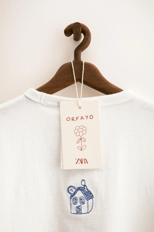 White | 5431/532/250 - Zara ZARA TIMELESS — футболка с вышивкой ORFAYO ©