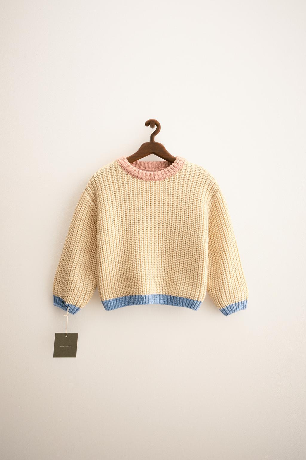 ZARA TIMELESS — СВИТЕР КРУПНОЙ ВЯЗКИ С КОНТРАСТНОЙ ОТДЕЛКОЙ