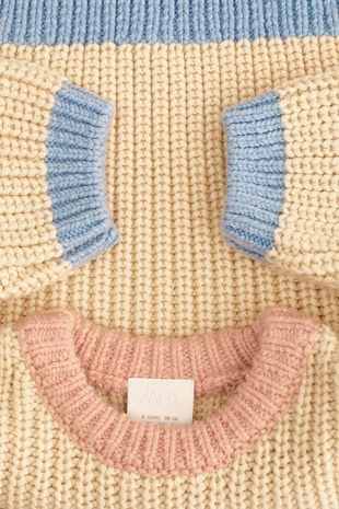 Light yellow | 5536/596/306 - Zara ZARA TIMELESS — свитер крупной вязки с контрастной отделкой