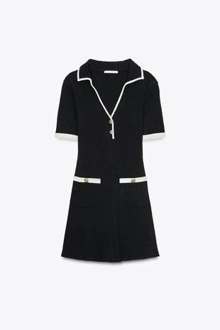 Платье в рубчик с металлическими пуговицами- Заказать в России