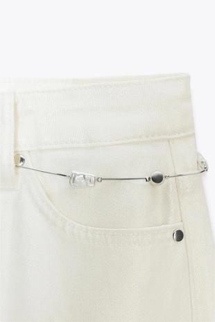 Джинсы Z1975 с перламутровым эффектом и ремнем- Заказать в России