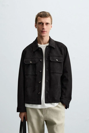 Куртка-рубашка из искусственной замши