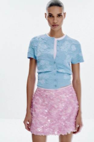 Вязаный кардиган с бусинами- Заказать в России