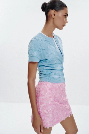 Вязаный кардиган с бусинами- Заказать в России